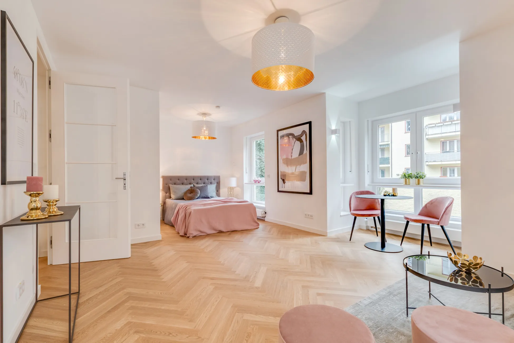 Projekt K19A: Apartment in sanierter Gartenvilla am Herzogpark, München – Wohnraum